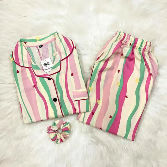 STRIPES PRINTED PJ SET