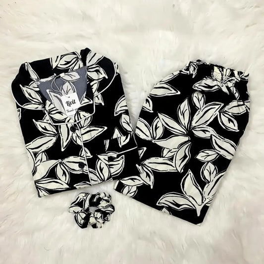 BLACK PRINTED PJ SET