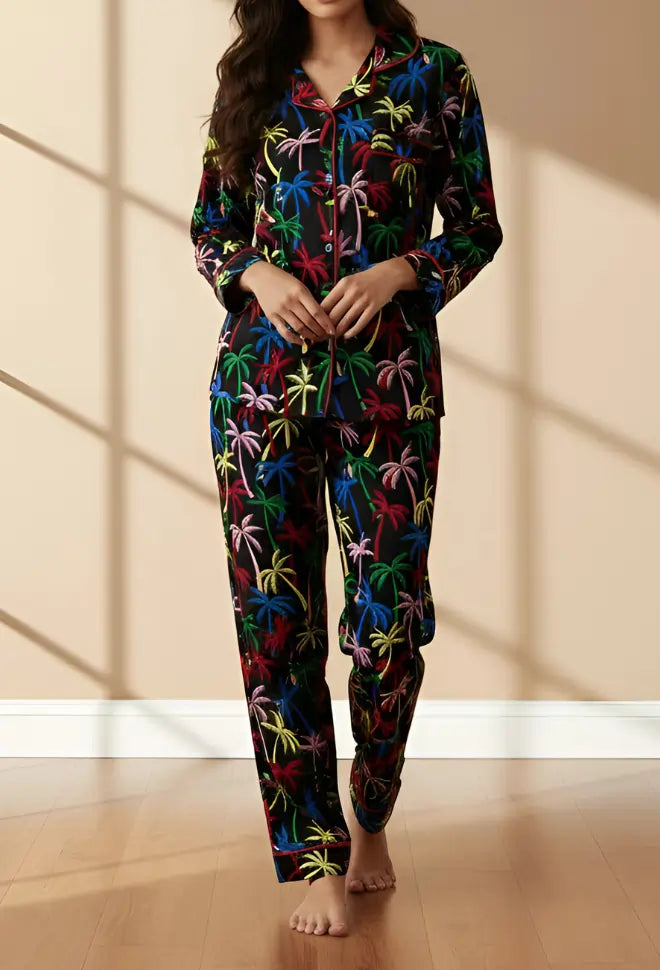 BLACK PRINTED PJ SET