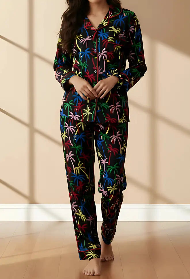 BLACK PRINTED PJ SET
