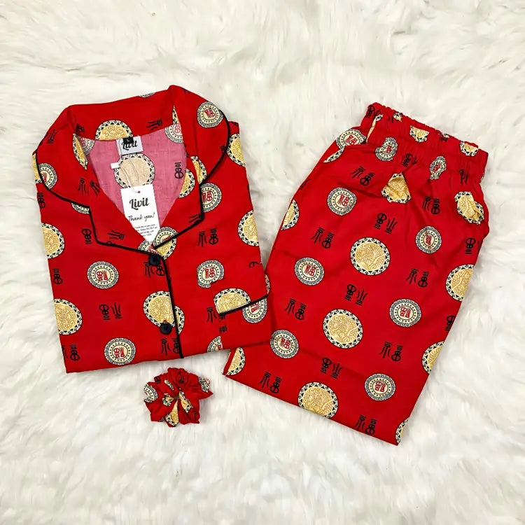 RED PRINTED PJ SET