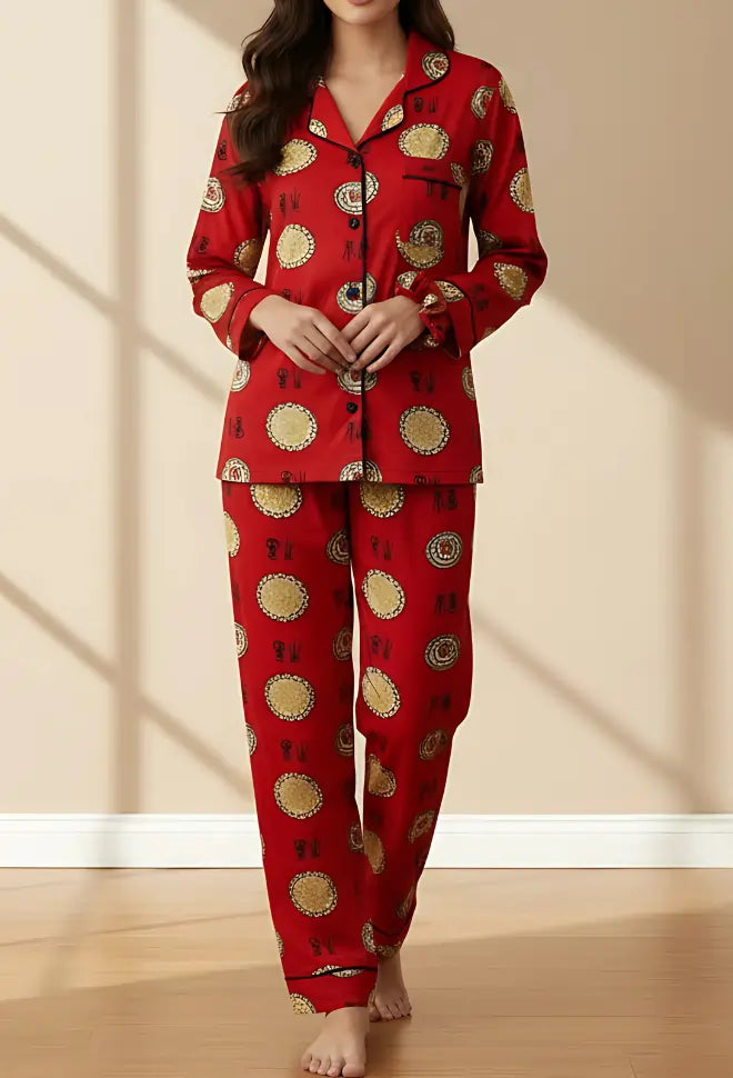RED PRINTED PJ SET