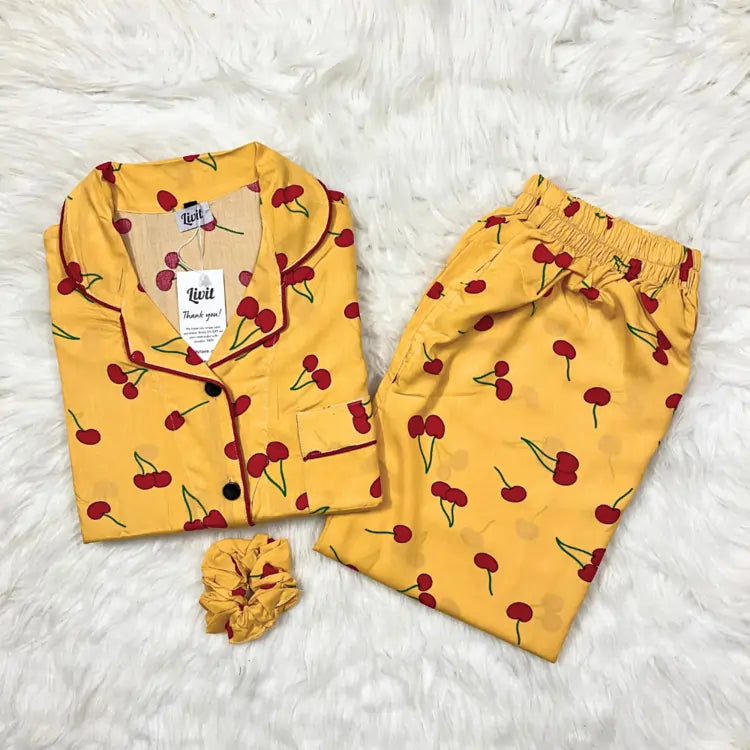 YELLOW PRINTED PJ SET