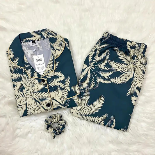 GREEN PRINTED PJ SET