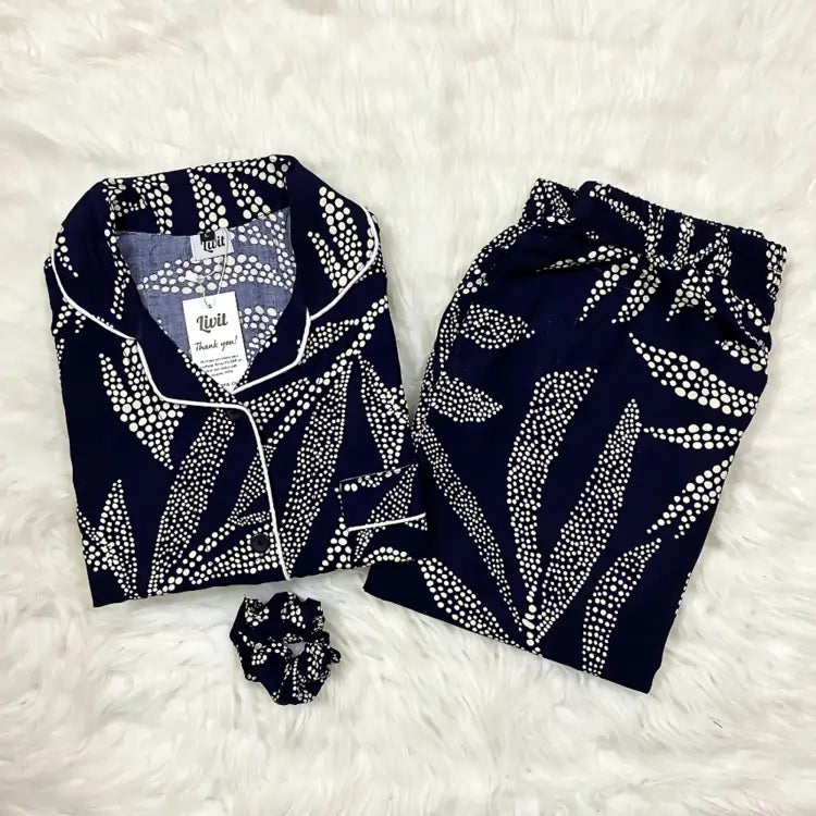 BLUE PRINTED PJ SET