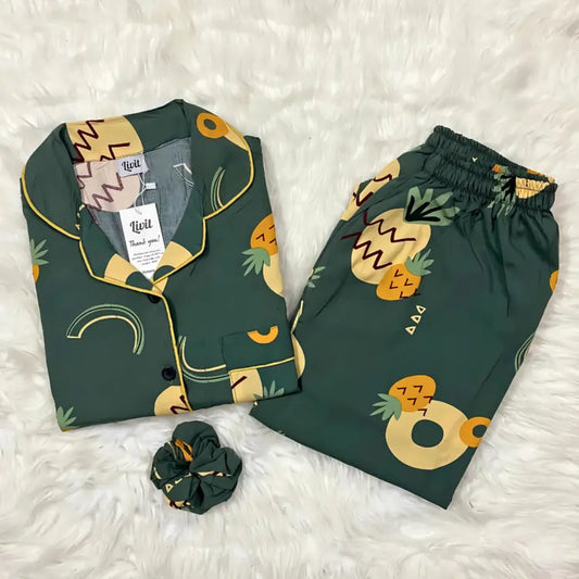 GREEN PRINTED PJ SET