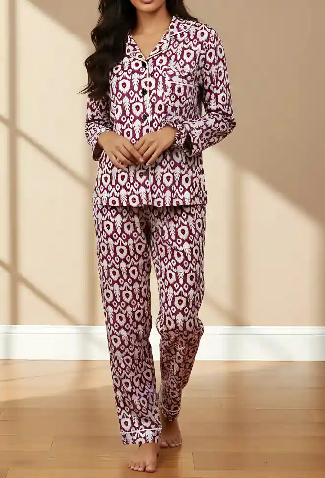 MAGENTA PRINTED PJ SET