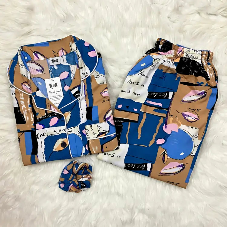 BLUE PRINTED PJ SET