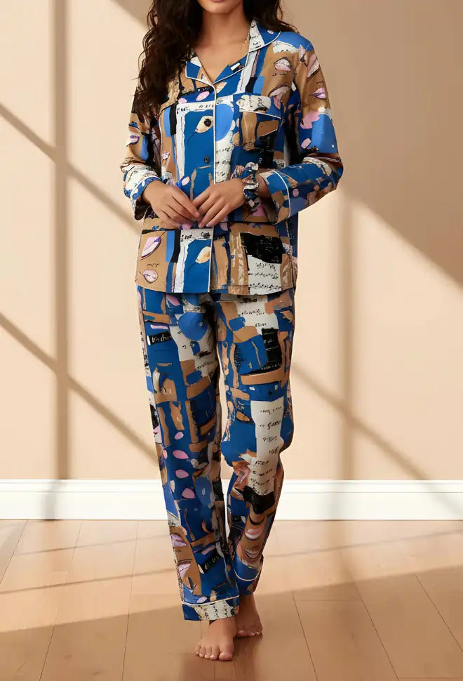 BLUE PRINTED PJ SET