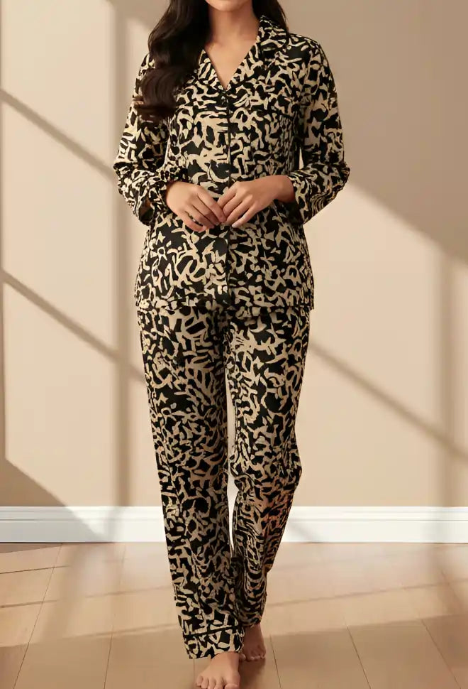 BLACK PRINTED PJ SET