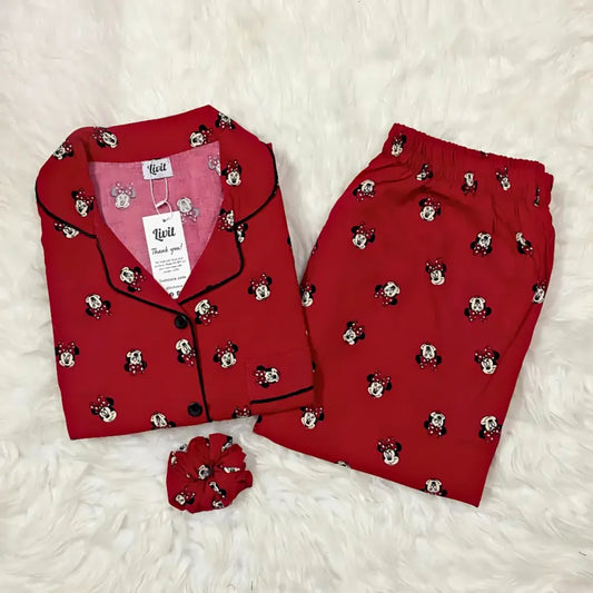 RED PRINTED PJ SET