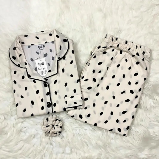 OFF WHITE PRINTED PJ SET