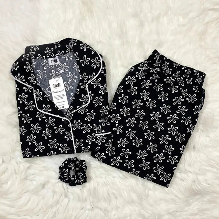 BLACK PRINTED PJ SET