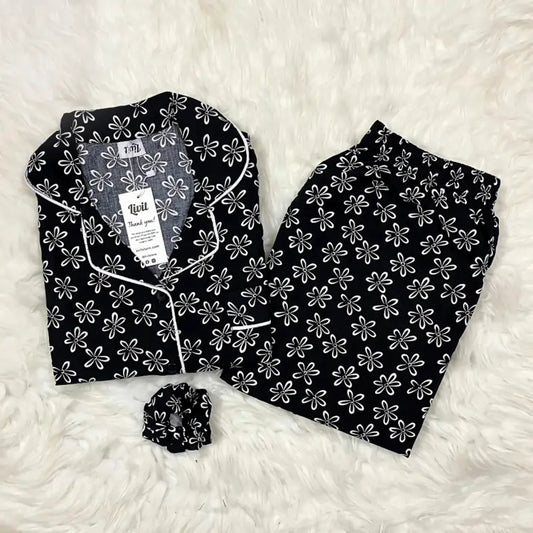 BLACK PRINTED PJ SET
