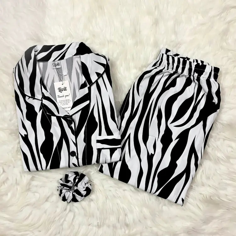 WHITE PRINTED PJ SET