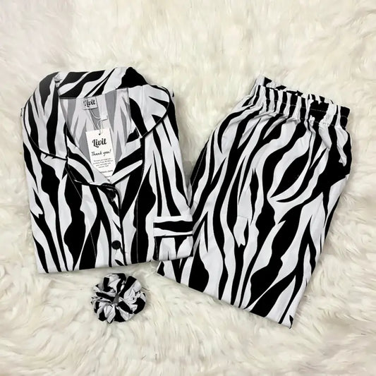 WHITE PRINTED PJ SET
