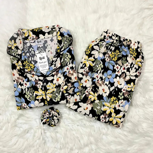 BLACK PRINTED PJ SET