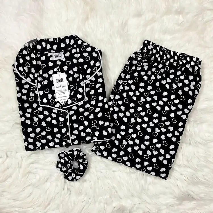 BLACK PRINTED PJ SET