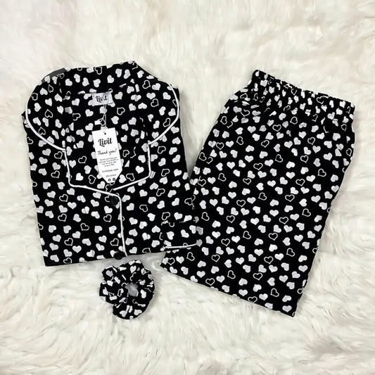 BLACK PRINTED PJ SET
