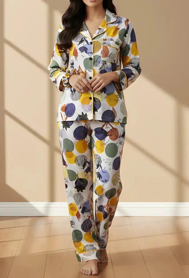 WHITE PRINTED PJ SET