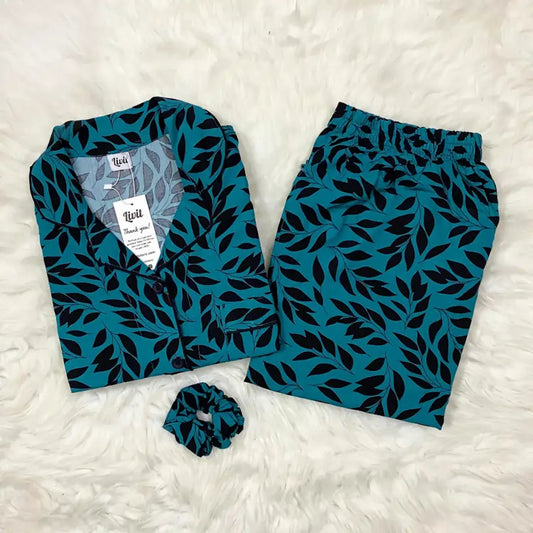 GREEN PRINTED PJ SET