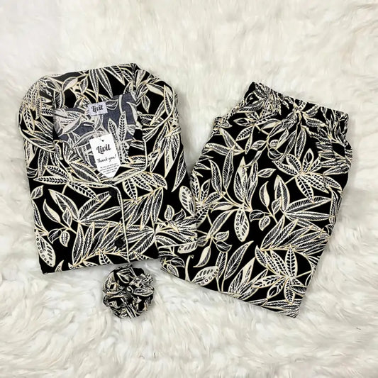 BLACK PRINTED PJ SET
