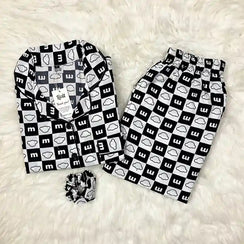 WHITE PRINTED PJ SET