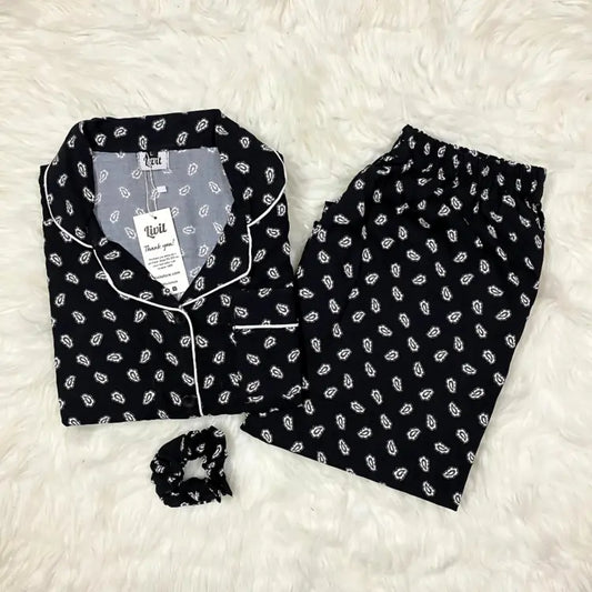 BLACK PRINTED PJ SET