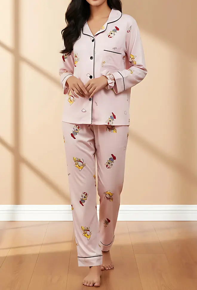 MINOR FAULT LIGHT PINK PRINTED PJ SET