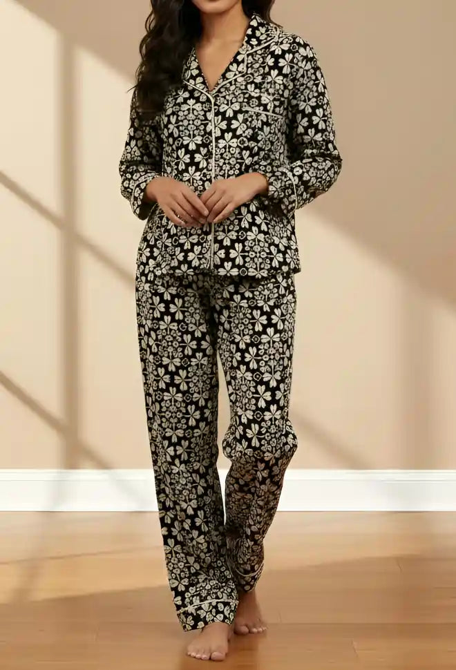 BLACK PRINTED PJ SET