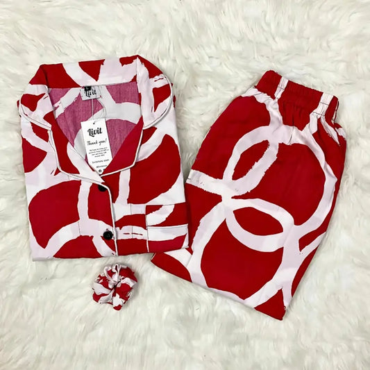 RED PRINTED PJ SET