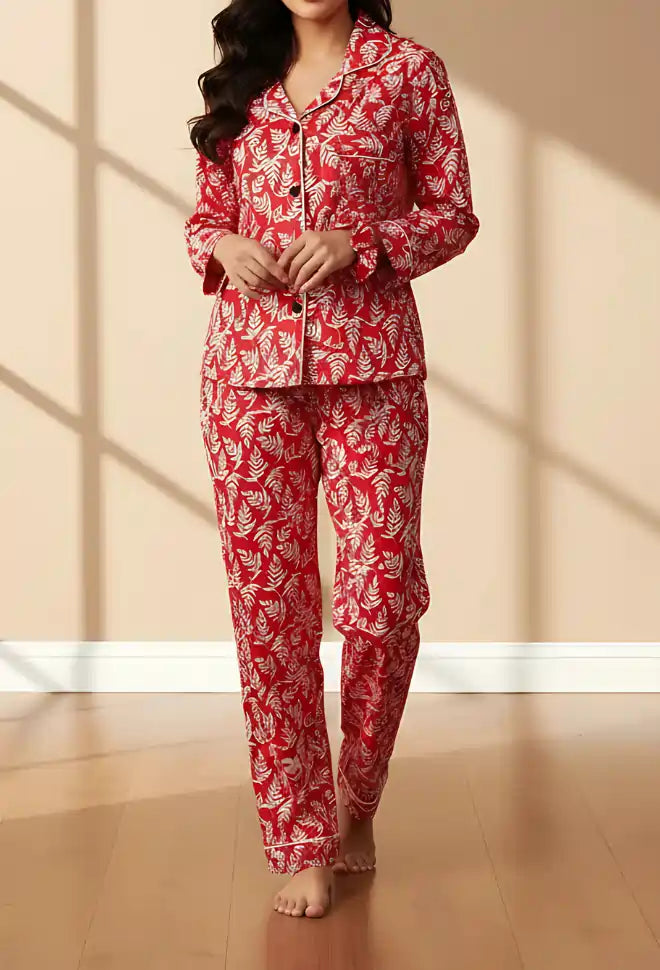 RED PRINTED PJ SET