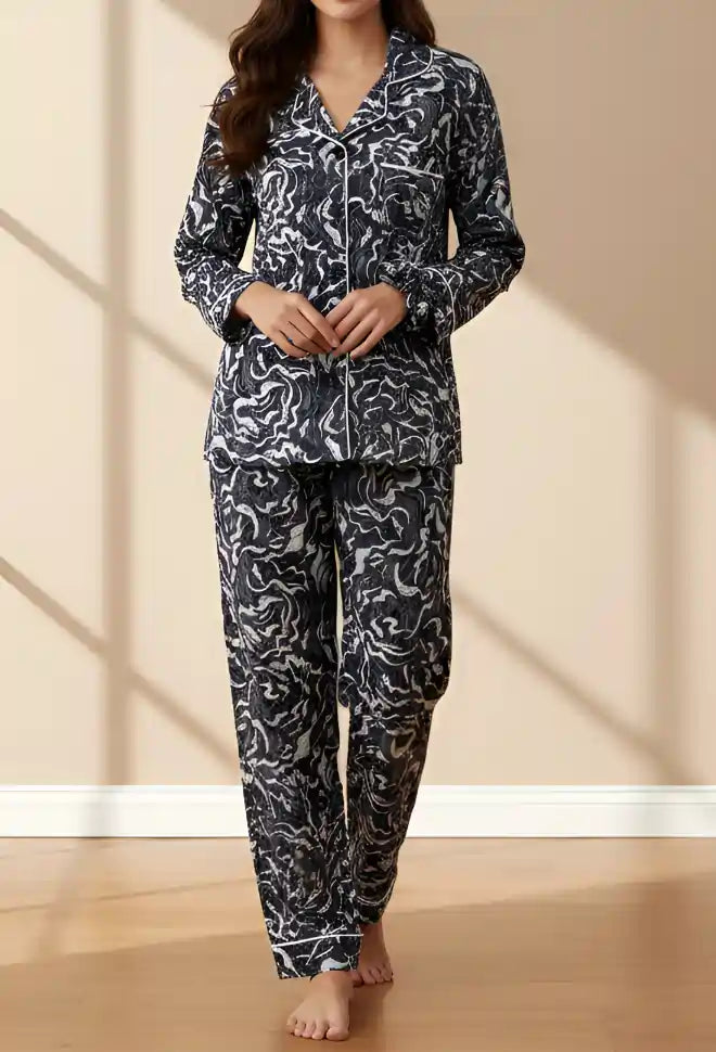 GREY PRINTED PJ SET