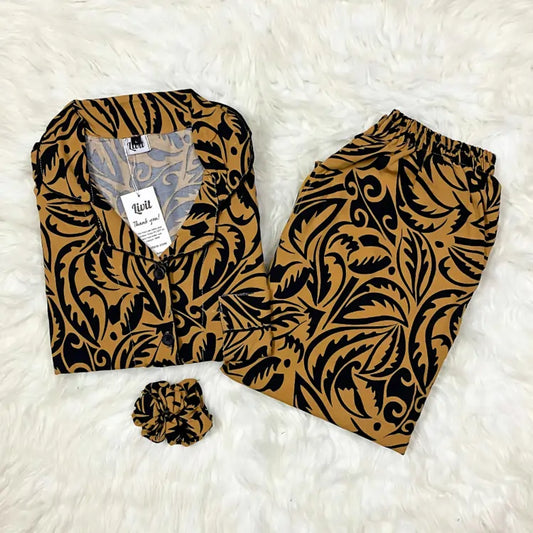 MUSTARD PRINTED PJ SET