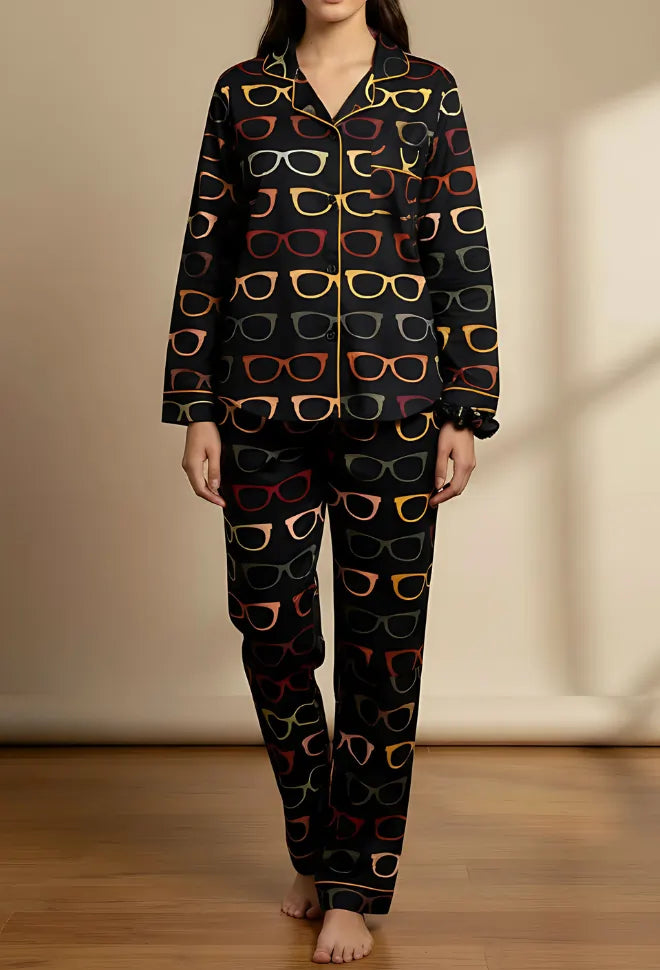 BLACK PRINTED PJ SET