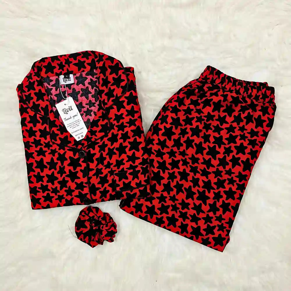 MINOR FAULT RED PRINTED PJ SET