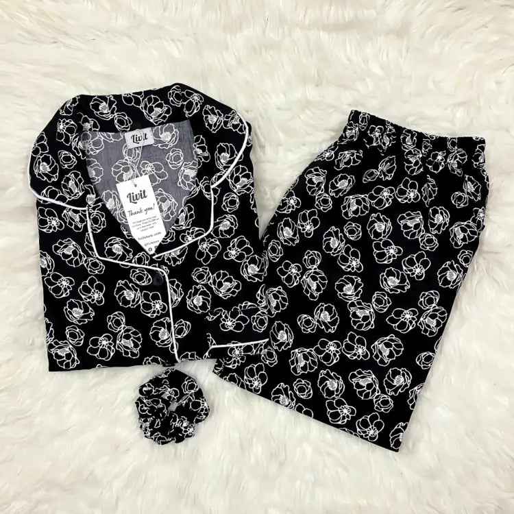 BLACK PRINTED PJ SET