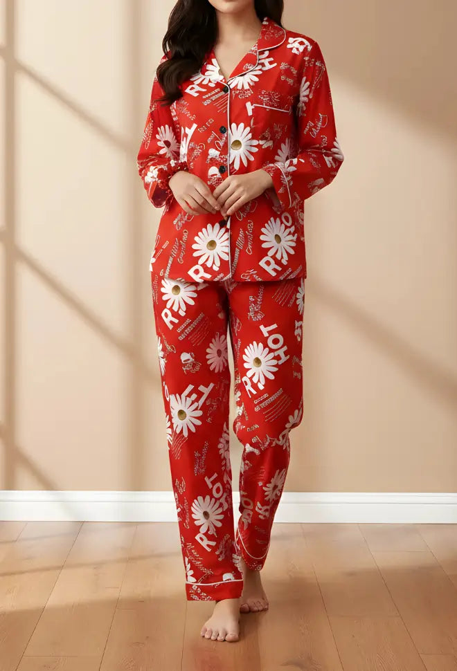 RED PRINTED PJ SET