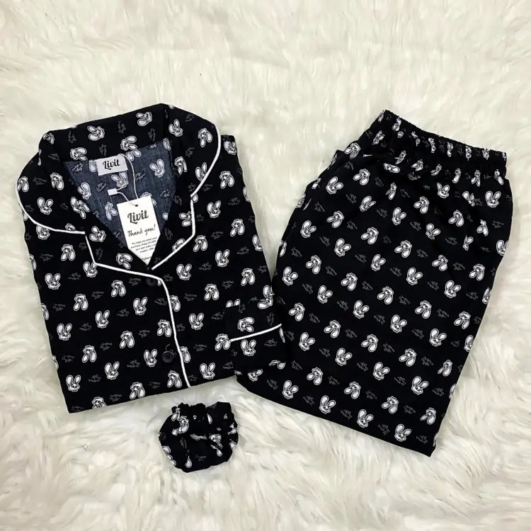 BLACK PRINTED PJ SET