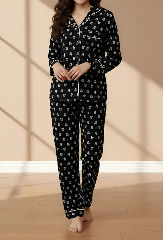 BLACK PRINTED PJ SET
