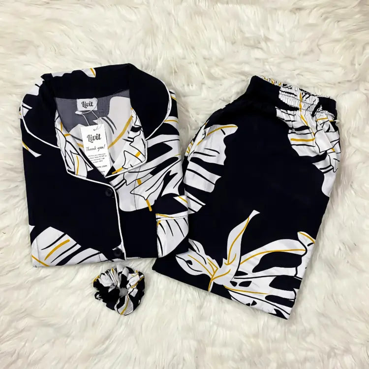 BLACK PRINTED PJ SET
