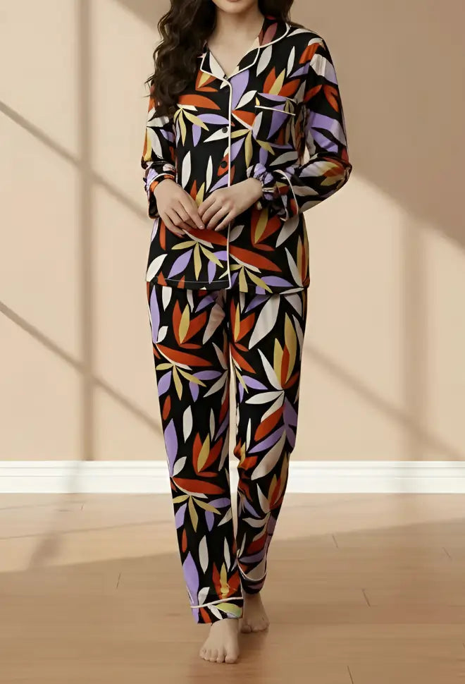 BLACK PRINTED PJ SET