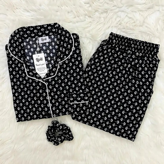 BLACK PRINTED PJ SET