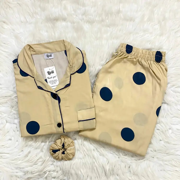 BEIGE PRINTED PJ SET