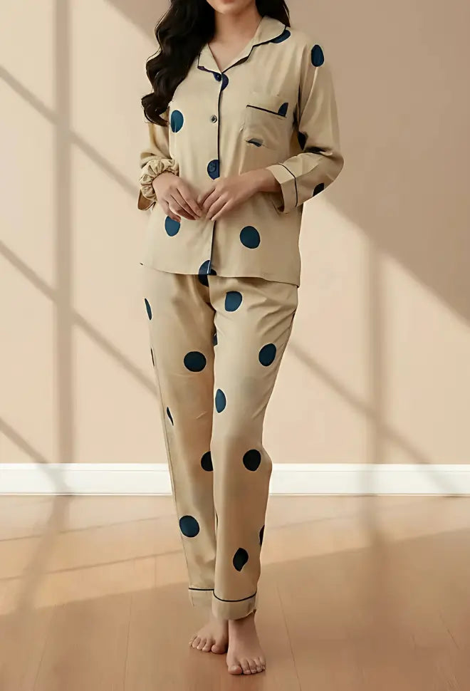 BEIGE PRINTED PJ SET