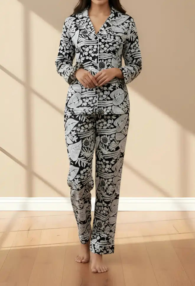WHITE PRINTED PJ SET