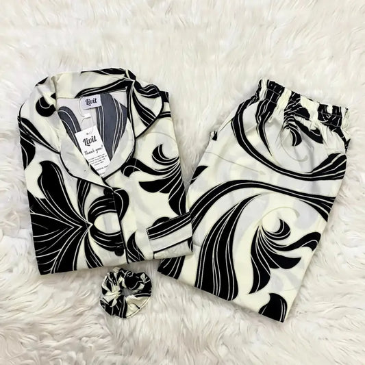 WHITE PRINTED PJ SET