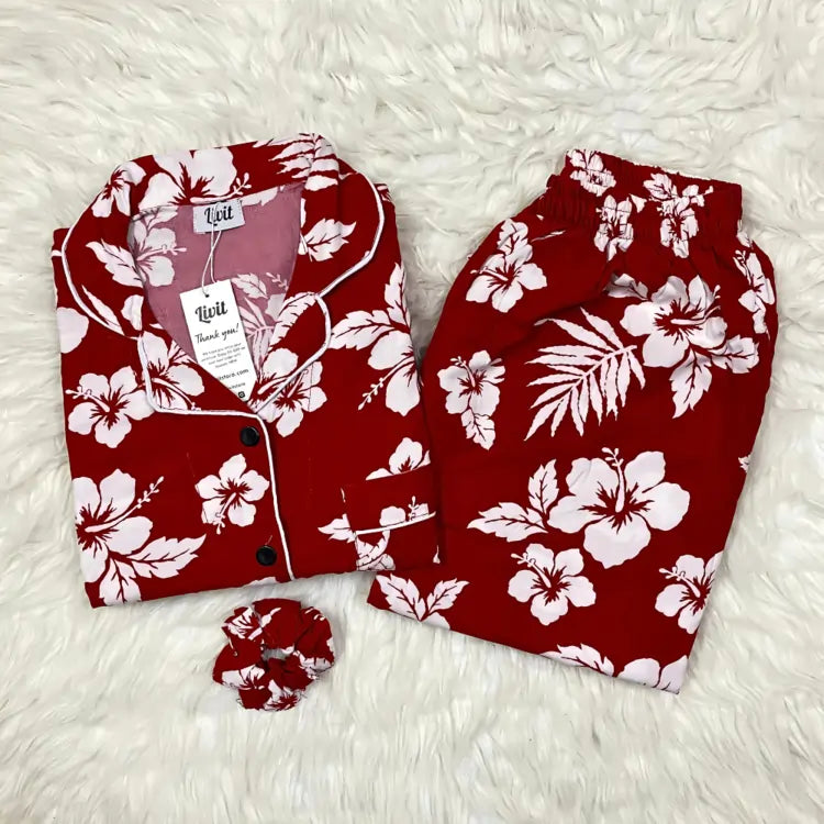 RED PRINTED PJ SET