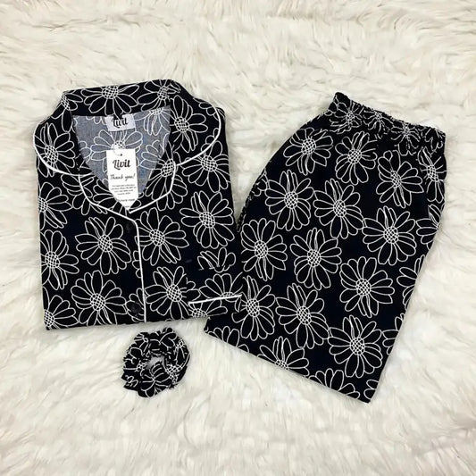 BLACK PRINTED PJ SET