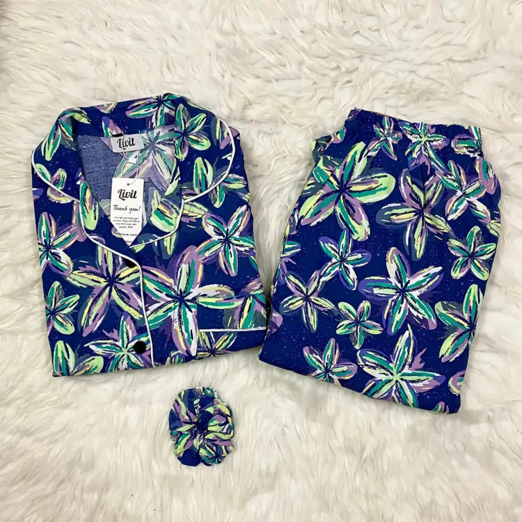 BLUE PRINTED PJ SET